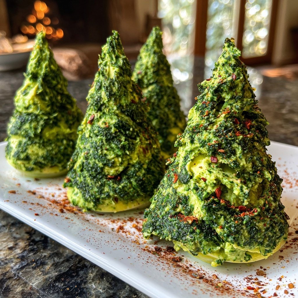 Christmas Tree Deviled Eggs Pesto