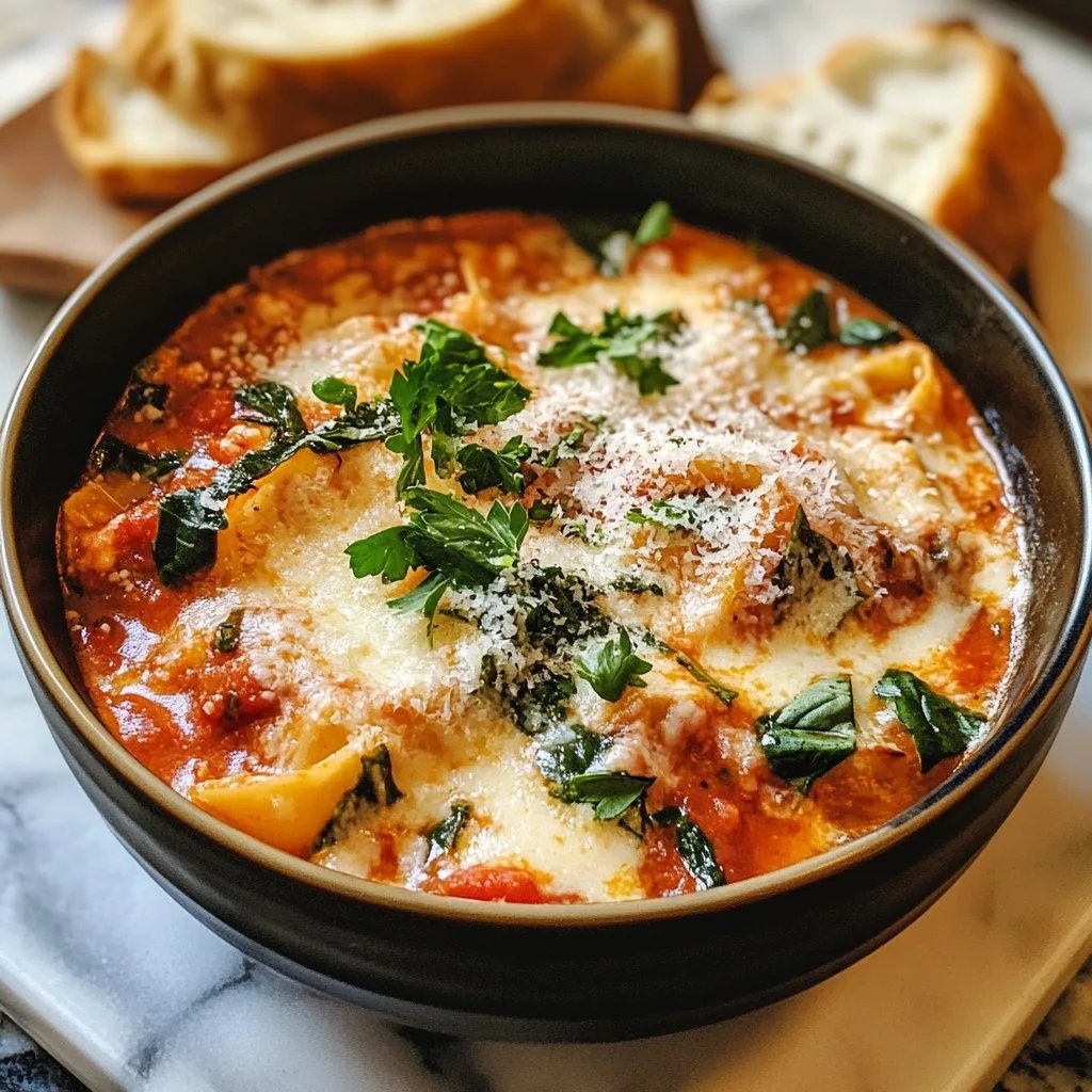 Creamy Lasagna Soup with Bread