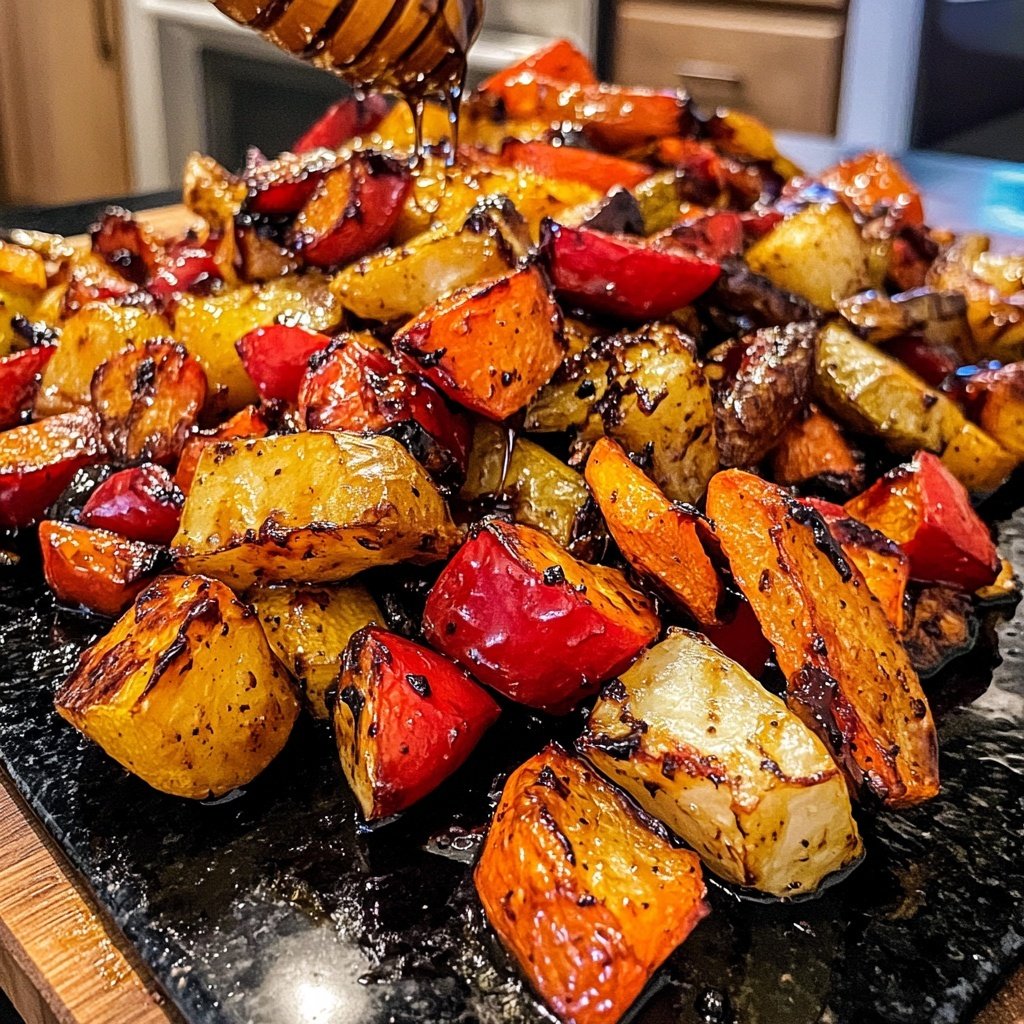 Roasted Vegetables and Honey Balsamic Glaze