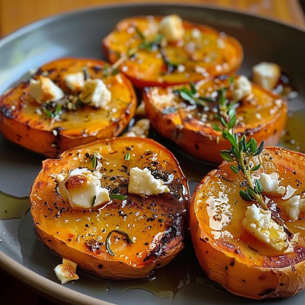 Roasted Sweet Potato Rounds with Honey Feta and Thyme