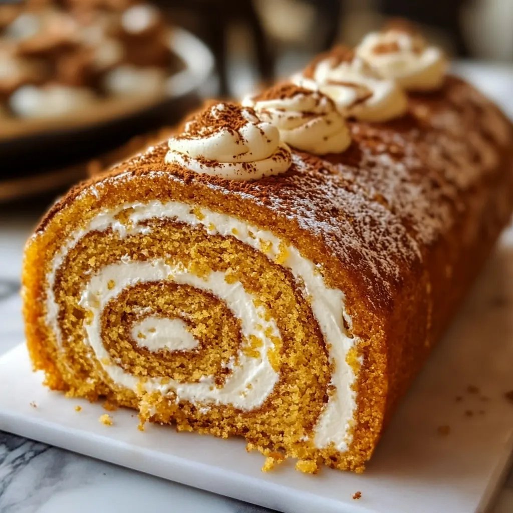 Creamy Pumpkin Spice Roll Cake