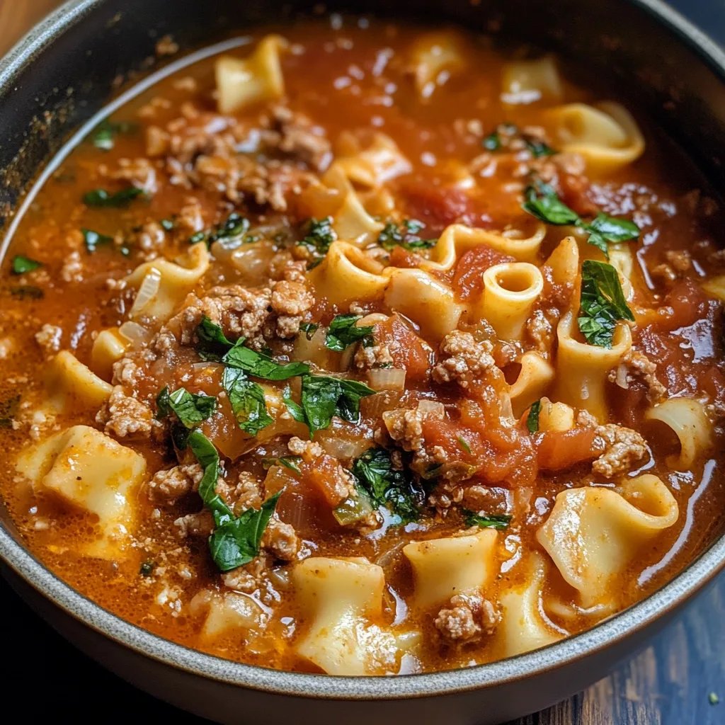 One Pot Spicy Lasagna Soup