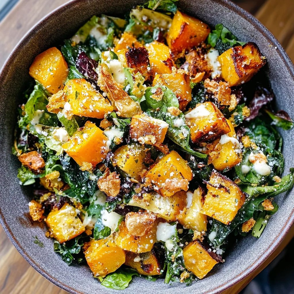 Autumn Caesar Salad w/ Roasted Delicata Squash Croutons