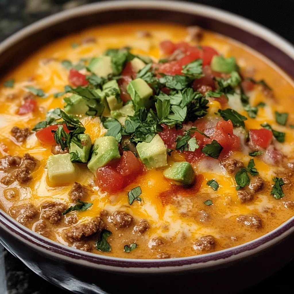 Creamy Cheesy Ground Beef Taco Soup