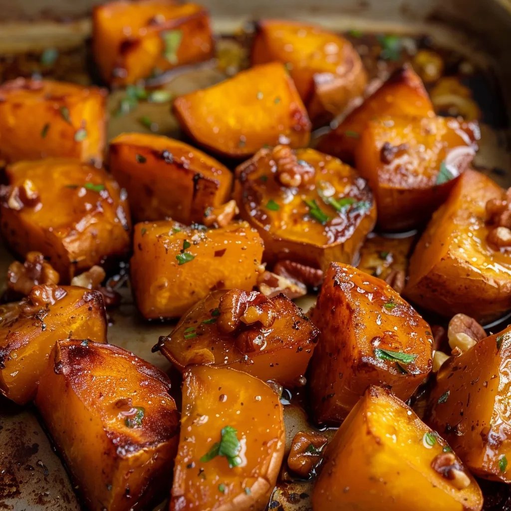 Easy Maple Walnut Roasted Sweet Potatoes Recipe