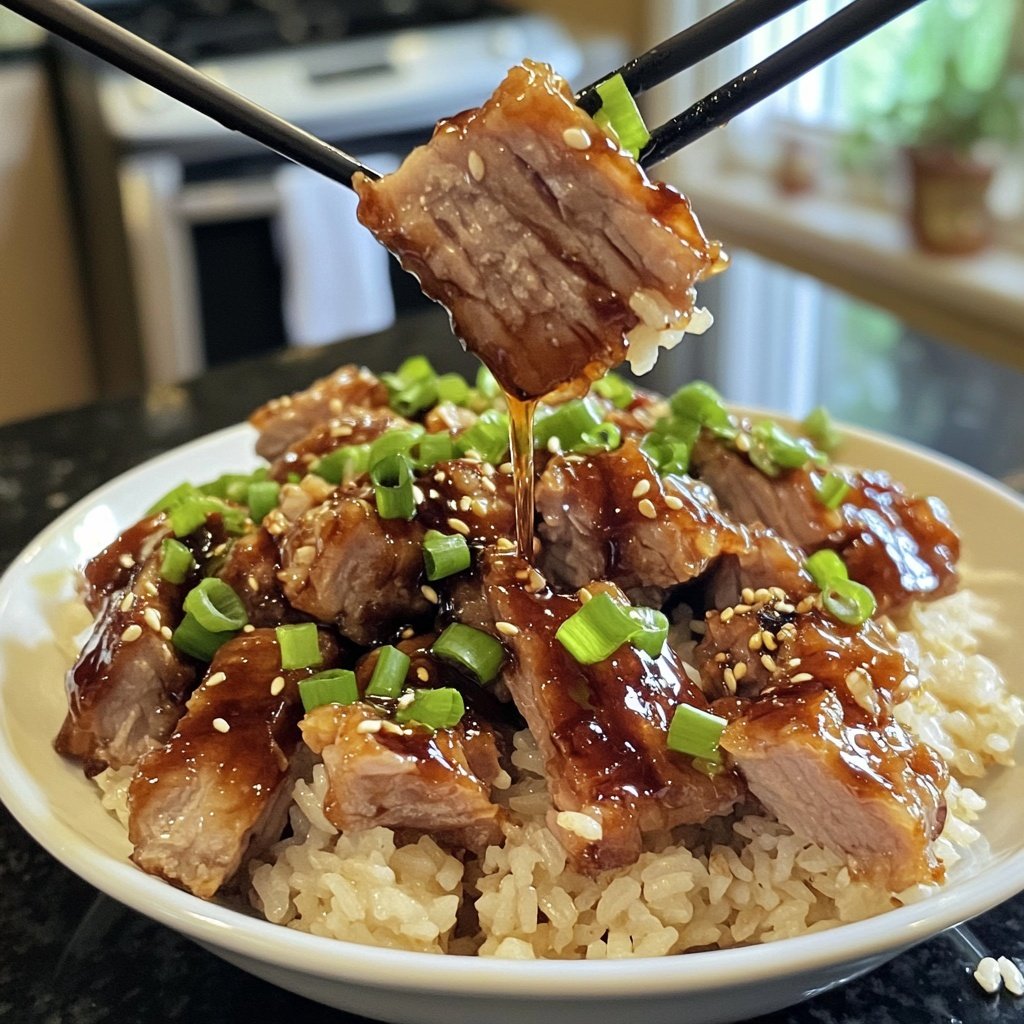 Sticky Glazed Pork Rice Bowls