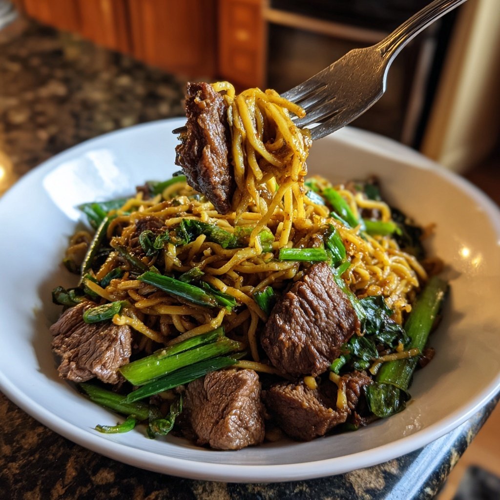 Mongolian Beef Noodles Garlic