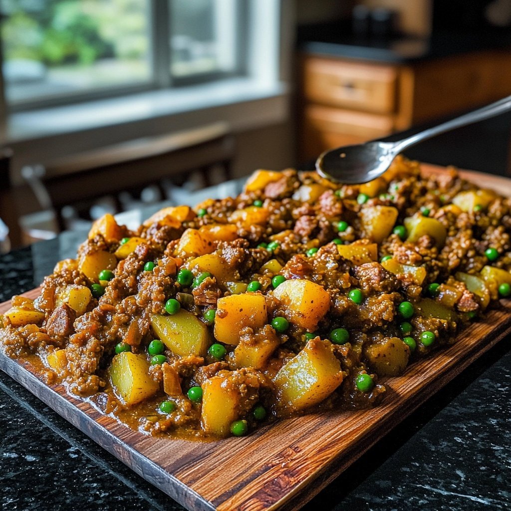 Lamb Keema with Potatoes and Peas