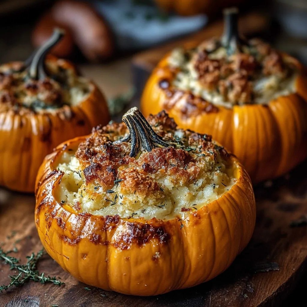 Turkey Sage Stuffed Pumpkins