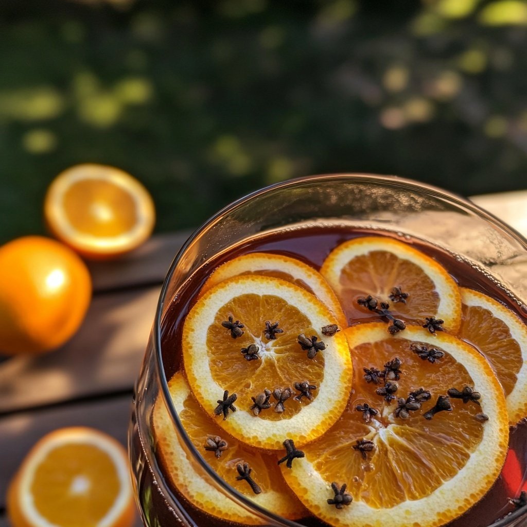 Spiced Mulled Wine Punch with Oranges and Cloves